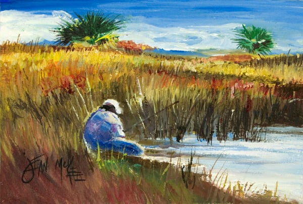 Picture of Carolines Treasures JMK1125PLMT Fisherman On The Bank Fabric Placemat