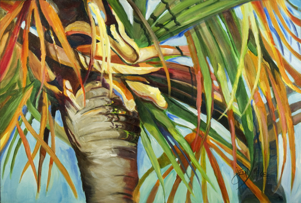 Picture of Carolines Treasures JMK1129PLMT Orange Top Palm Tree Fabric Placemat