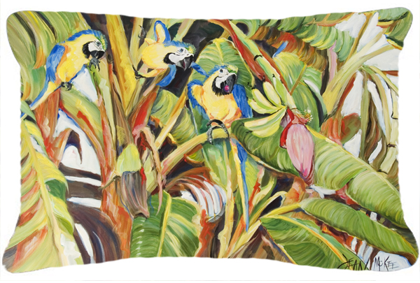 Three Blue Parrots Canvas Fabric Decorative Pillow