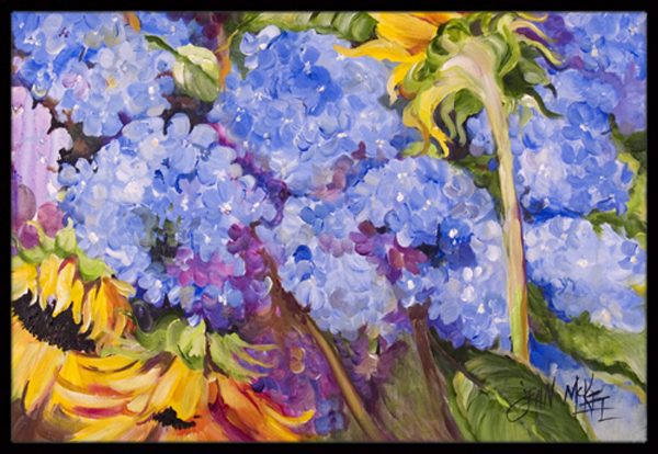 Hydrangeas And Sunflowers Indoor & Outdoor Mat, 18 x 27 in.