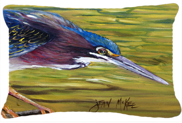 Green Heron Canvas Fabric Decorative Pillow