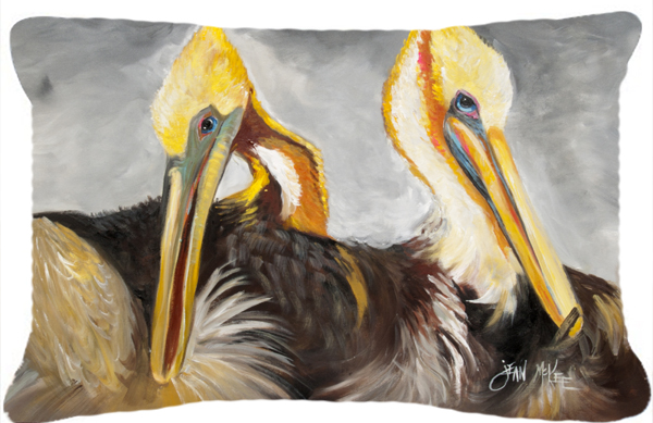 Pelicans Preening Canvas Fabric Decorative Pillow