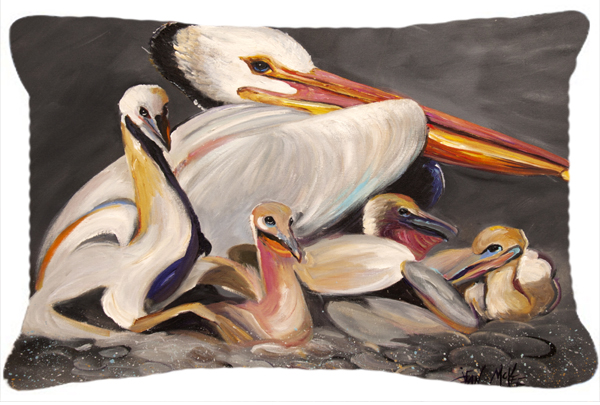White Pelicans Canvas Fabric Decorative Pillow
