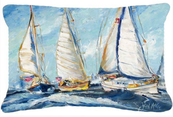 Roll Me Over Sailboats Canvas Fabric Decorative Pillow