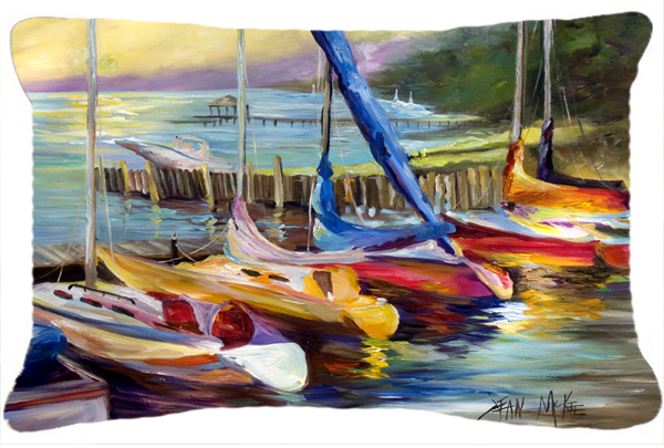 Sailboats At Sunset Canvas Fabric Decorative Pillow