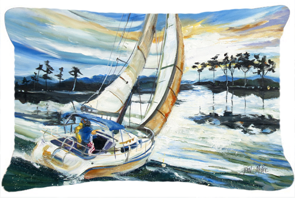 Sailboats On Lake Martin Canvas Fabric Decorative Pillow