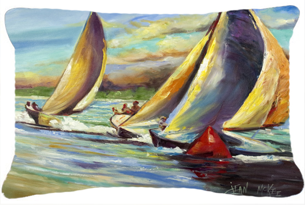 Knost Regatta Pass Christian Sailboats Canvas Fabric Decorative Pillow