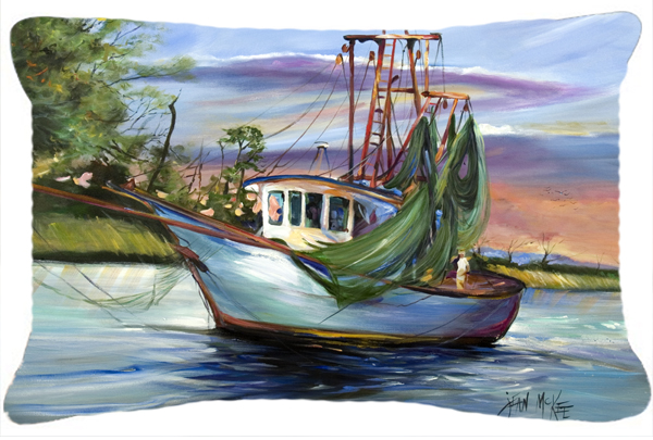 Jeannie Shrimp Boat Canvas Fabric Decorative Pillow