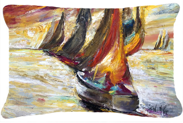Red Sails Sailboat Canvas Fabric Decorative Pillow