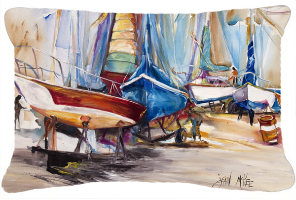 On The Hill Sailboats Canvas Fabric Decorative Pillow