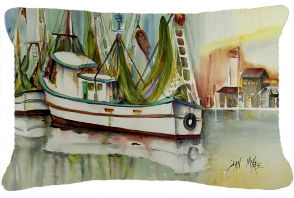 Ocean Springs Shrimper Canvas Fabric Decorative Pillow