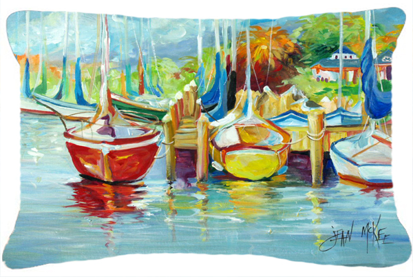 On The Dock Sailboats Canvas Fabric Decorative Pillow