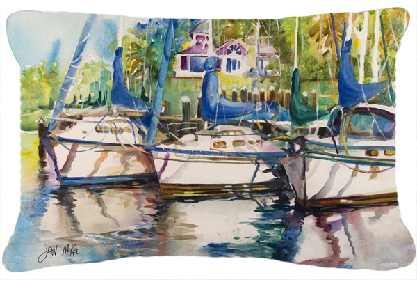 Safe Harbour Sailboats Canvas Fabric Decorative Pillow