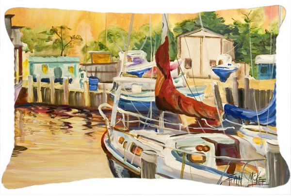 Sunset Bay Sailboat Canvas Fabric Decorative Pillow