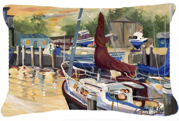 New Sunset Bay Sailboat Canvas Fabric Decorative Pillow
