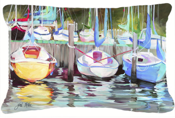 Yellow Boat Sailboat Canvas Fabric Decorative Pillow - 12 L x 3 W x 16 H in.