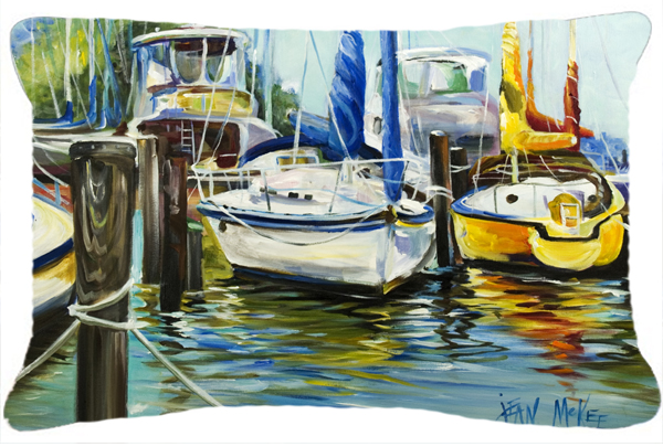 Yellow Boat Ii Sailboat Canvas Fabric Decorative Pillow