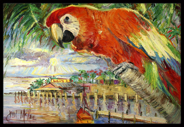 Red Parrot At Lulus Indoor & Outdoor Mat, 18 x 27 in.