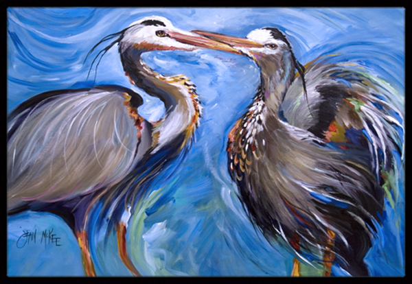 Blue Heron Love Indoor & Outdoor Mat- - 24 x 36 in.