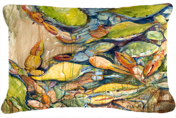 Jubilee Blue Crab Canvas Fabric Decorative Pillow