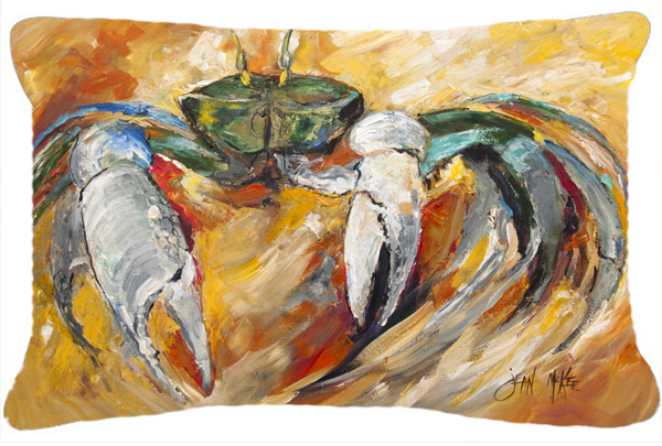 JMK1108PW1216 Blue Crab Canvas Fabric Decorative Pillow