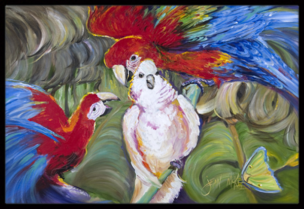 Menage-A-Trois Parrots Indoor & Outdoor Mat - 24 x 36 in.