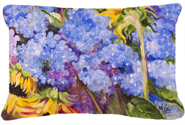 Hydrangeas And Sunflowers Canvas Fabric Decorative Pillow