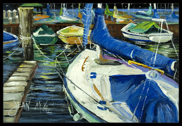 JMK1031JMAT Night On The Docks Sailboat Indoor & Outdoor Mat- 24 x 36 in.