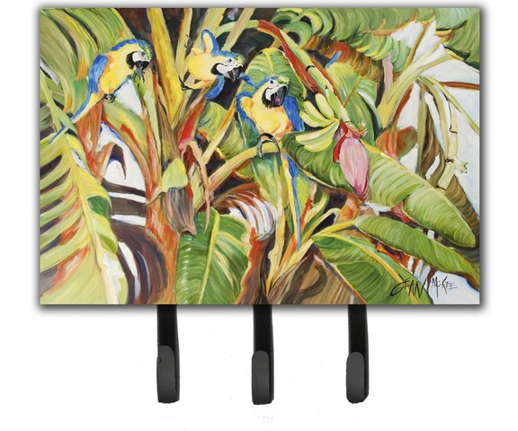 JMK1010TH68 Three Blue Parrots Leash & Key Holder