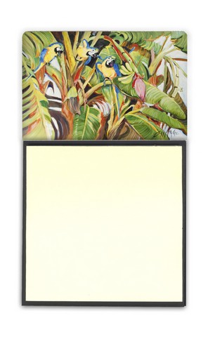 JMK1010SN Three Blue Parrots Sticky Note Holder