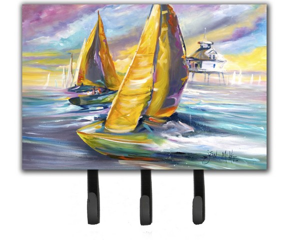 Sailboat With Middle Bay Lighthouse Leash & Key Holder