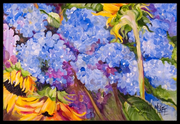 Hydrangeas And Sunflowers Indoor & Outdoor Mat, 24 x 36 in.