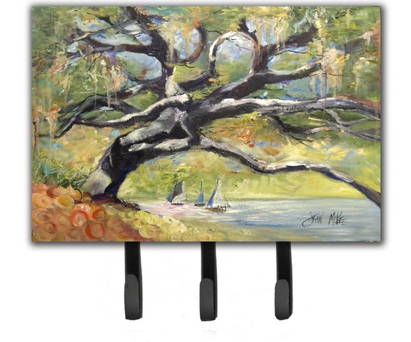 Oak Tree On The Bay With Sailboats Leash & Key Holder