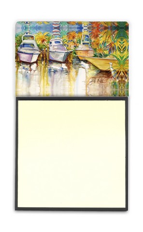 Blue Heron And Deep Sea Fishing Boats Sticky Note Holder