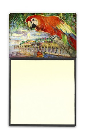 JMK1134SN Red Parrot At Lulus Sticky Note Holder