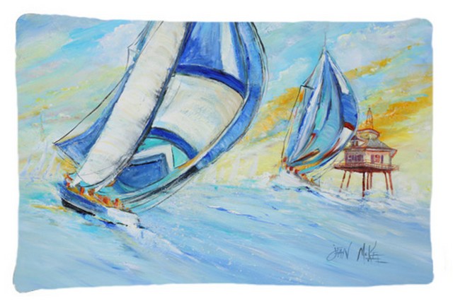 Sailboats And Middle Bay Lighthouse Fabric Standard Pillowcase