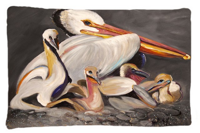 White Pelicans Fabric Standard Pillowcase