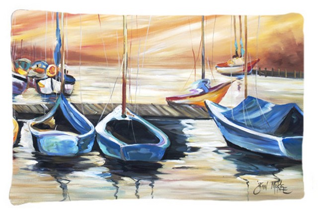 Beach View With Sailboats Fabric Standard Pillowcase