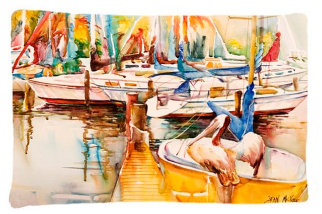 Sailboat With Pelican Golden Days Fabric Standard Pillowcase