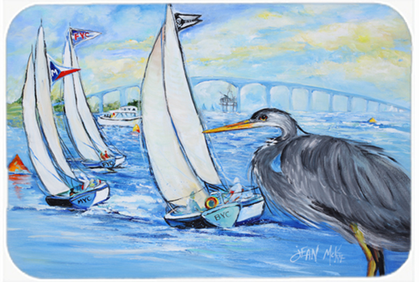 Blue Heron Sailboats Dog River Bridge Mouse Pad, Hot Pad & Trivet
