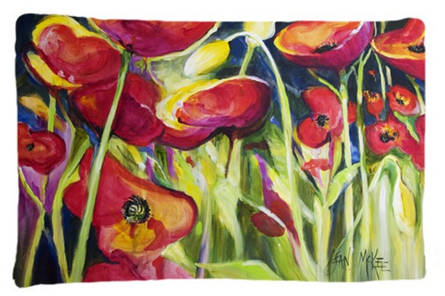 Red Poppies Fabric Standard Pillowcase