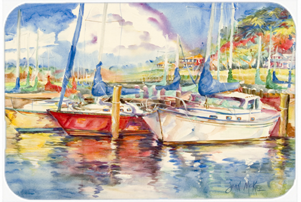 Three Boats Sailboats Glass Cutting Board- Large