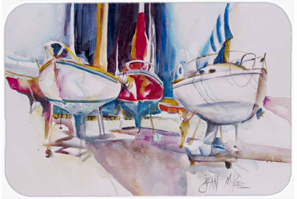 Sailboats In Dry Dock Glass Cutting Board- Large