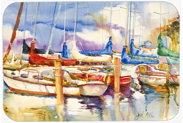Picture of Carolines Treasures JMK1072LCB Run Away Sailboats Glass Cutting Board- Large