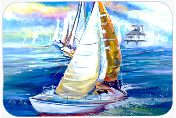 Rock My Boat Sailboats Glass Cutting Board, Large