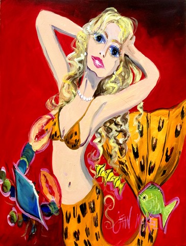 Red Mermaid Flag Garden Size