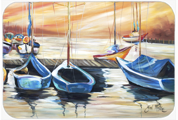 Beach View With Sailboats Mouse Pad, Hot Pad & Trivet