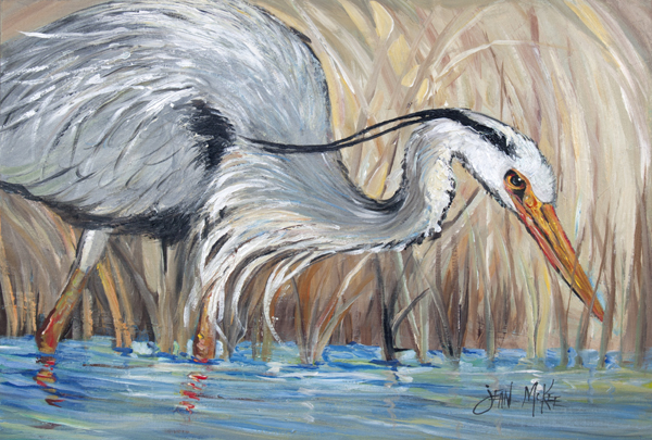 Picture of Carolines Treasures JMK1013PLMT Blue Heron In The Reeds Fabric Placemat