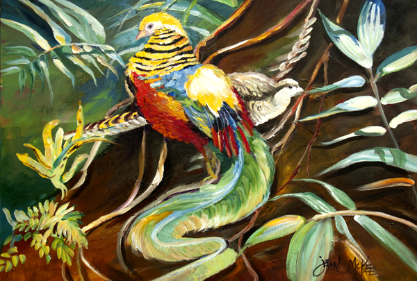 Picture of Carolines Treasures JMK1014PLMT Mandarin Pheasant Fabric Placemat