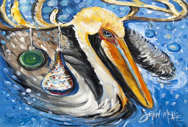 Picture of Carolines Treasures JMK1020PLMT Pelican Dressed As A Reindeer Fabric Placemat